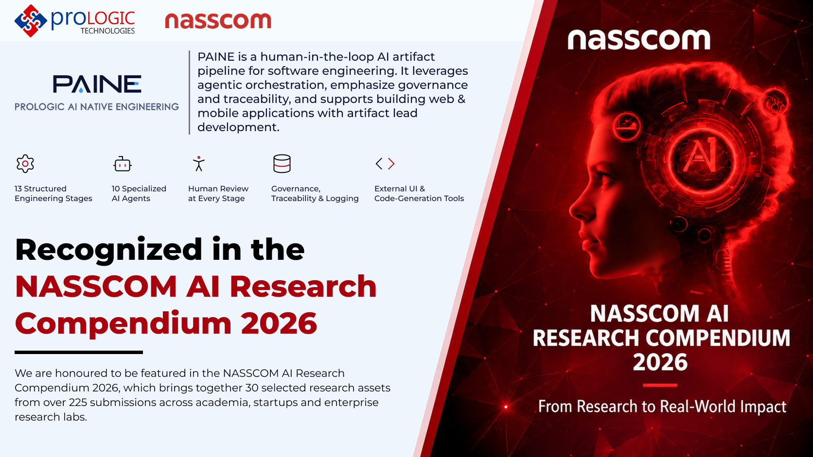 Prologic Technologies celebrates its PAINE framework being featured in the NASSCOM AI Research Compendium 2026.